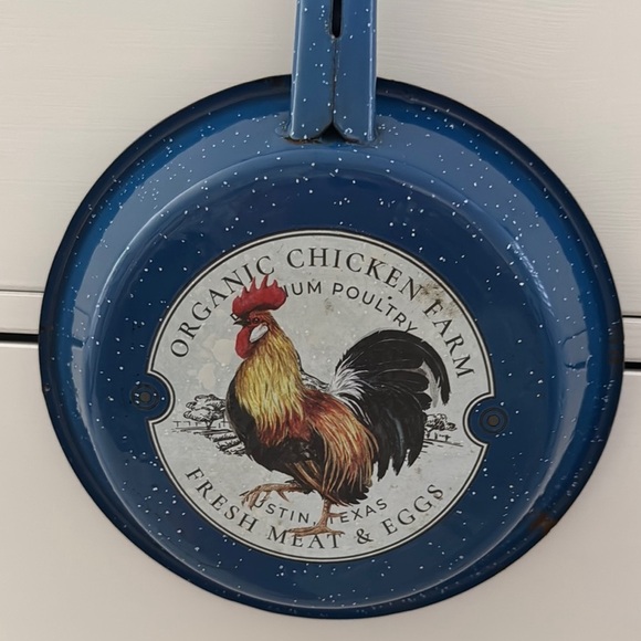Blue Rooster Design Decorative Frying Pan - Picture 2 of 5
